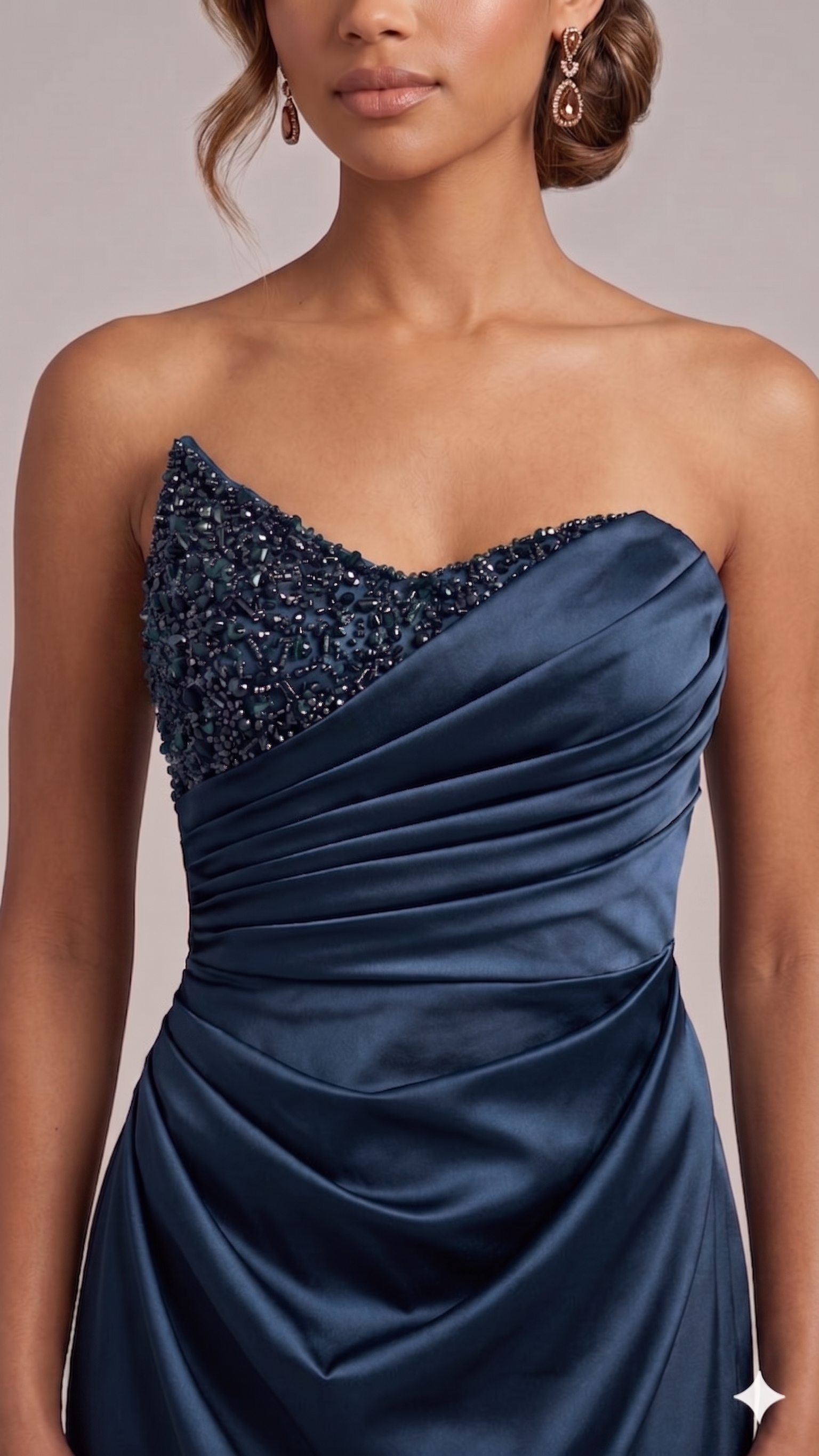 Abito con drapeggio e pietrine strass ALC13 BLU MARICLA ELEGANCE 