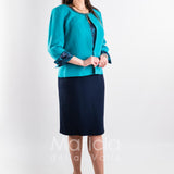 tubino ricamo con bolero ricamo PF3170 BLU PAOLA FORTI 
