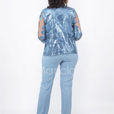 Tailleur 3 pezzi ricamato SH303 POLVERE SHARON 
