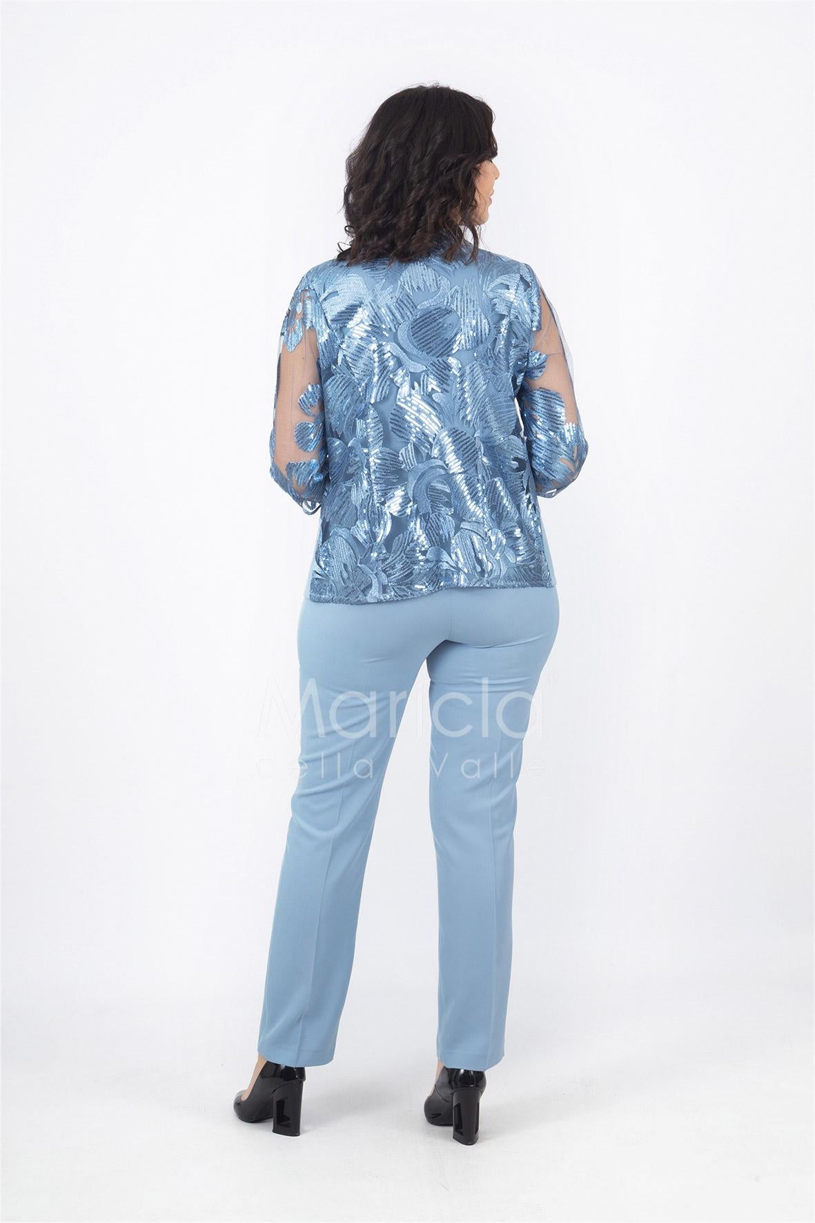 Tailleur 3 pezzi ricamato SH303 POLVERE SHARON 
