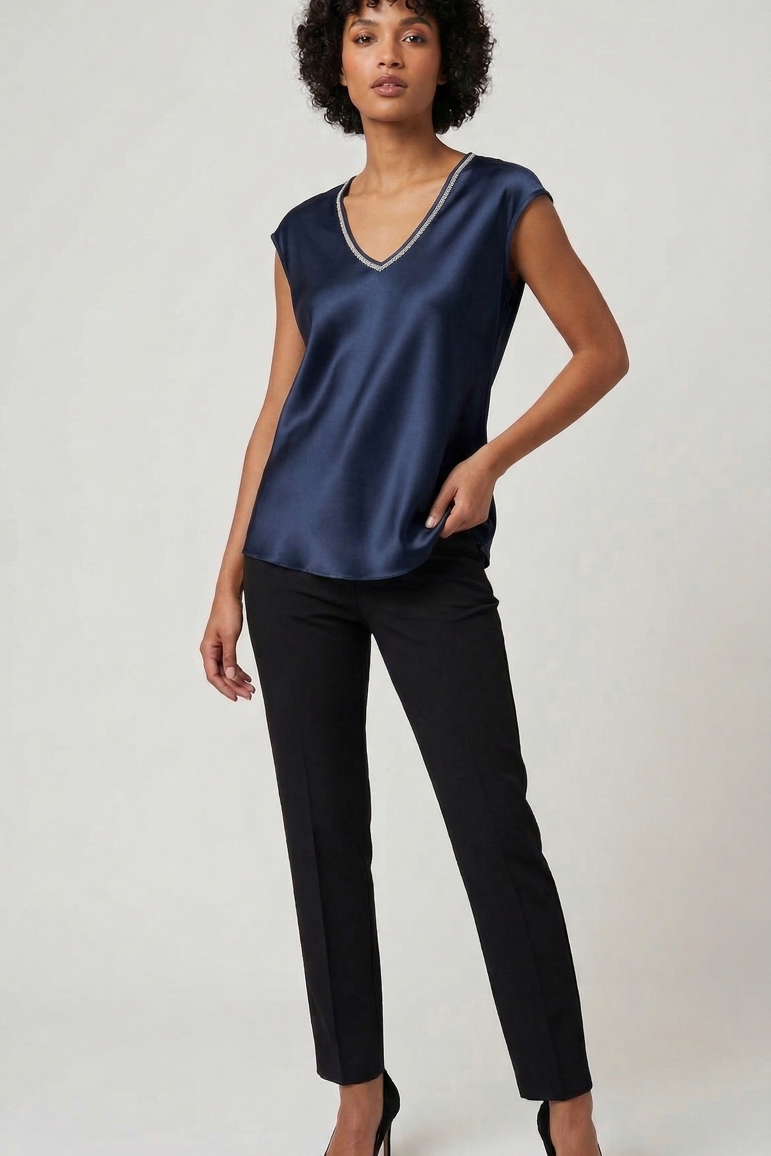 canotta punta strass DB10915 BLU MARICLA 