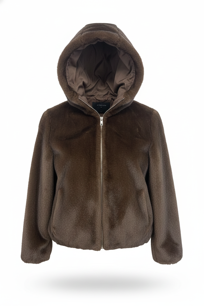 Giaccone in pelliccia con cappuccio PH106 MORO PEGGY HO 