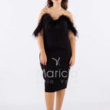 tubino con piume CAR58214 NERO MARICLA ELEGANCE 