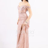Abito a sirena scollo omerale FP881007 ROSA MARICLA ELEGANCE 