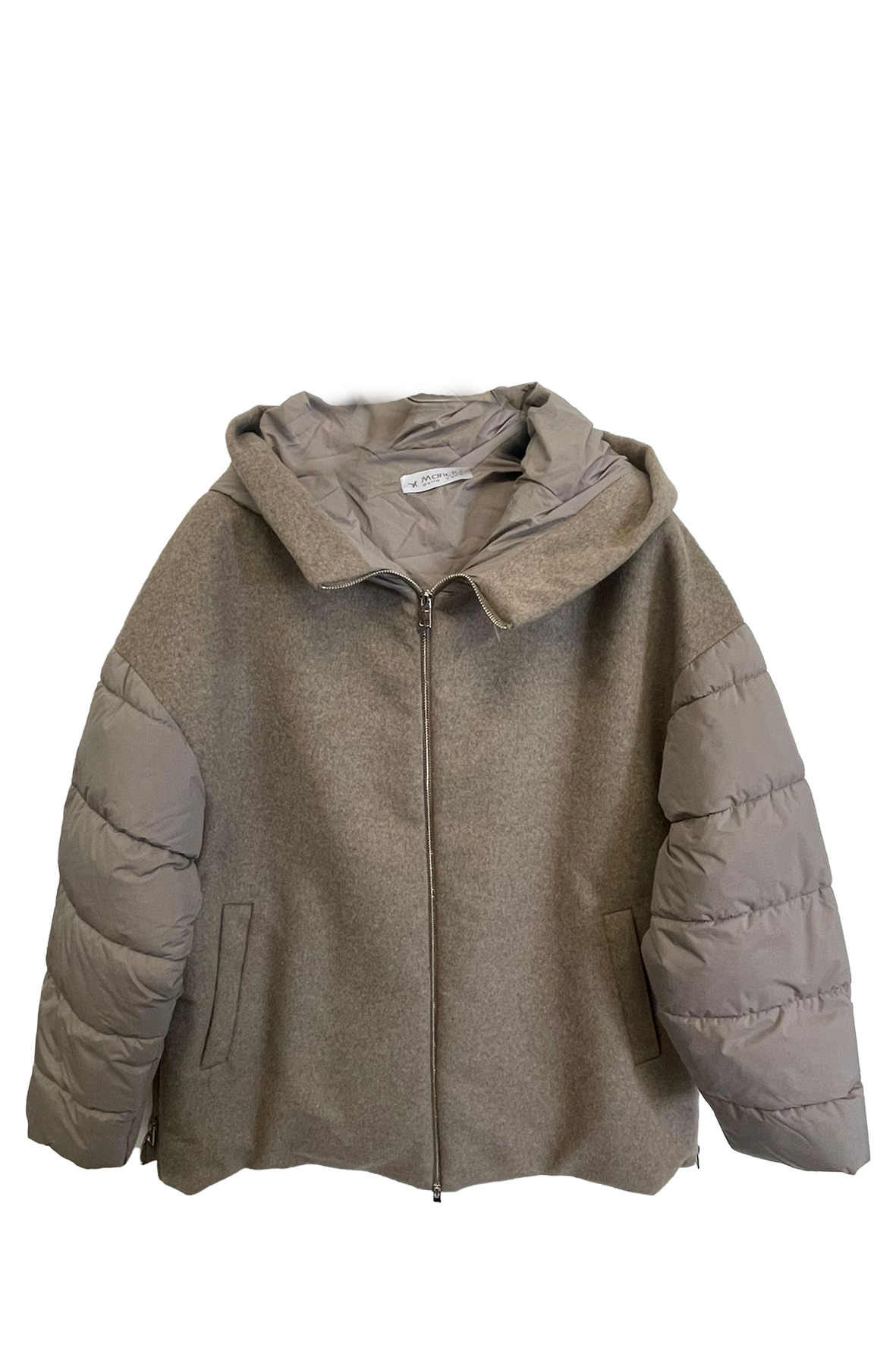 Giaccone Piumino Misto Lana Corto con Maniche Imbottite AZ88P TORTORA MARICLA 