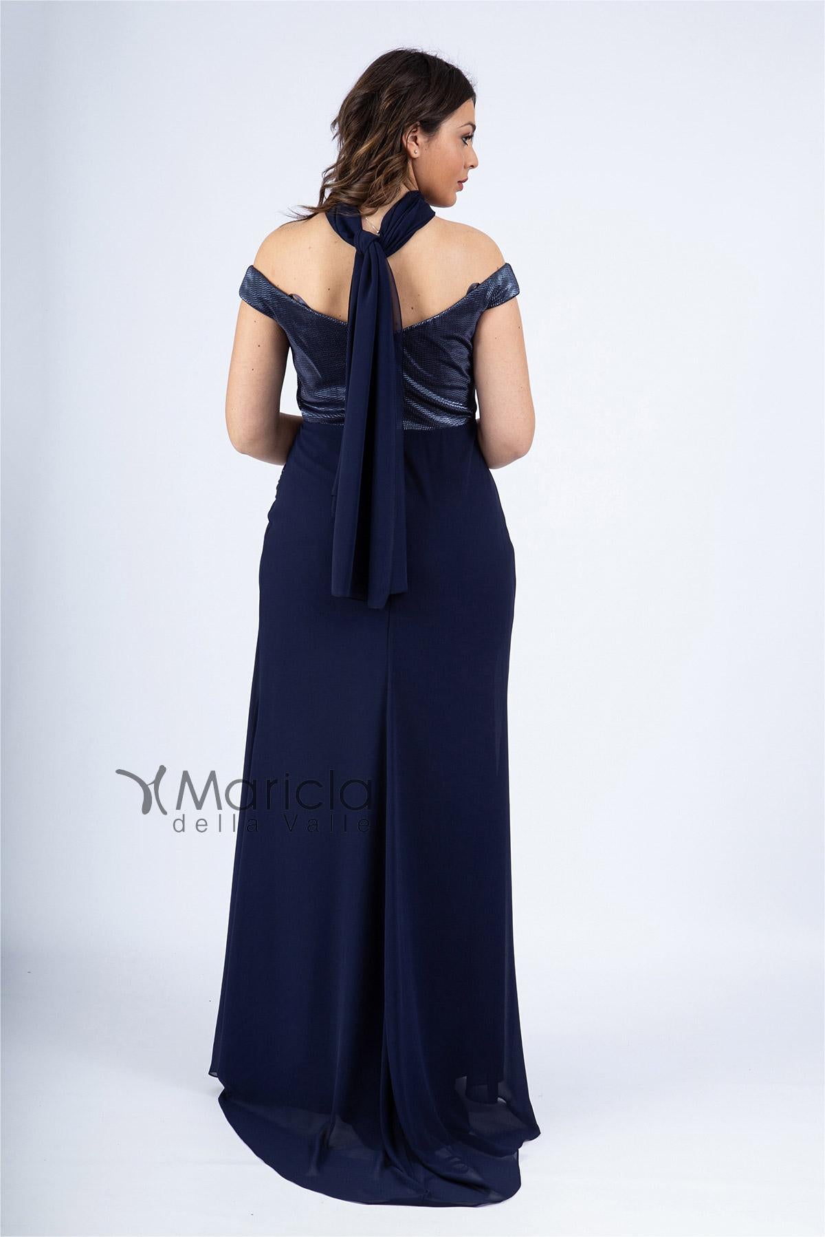 Abito con scollo a barca BB27726 BLU MARICLA ELEGANCE 