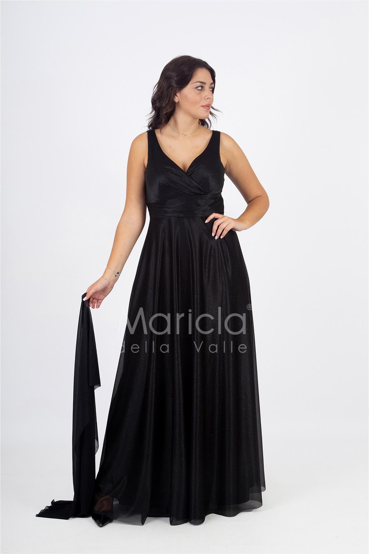 abito spalla larga glitter FI7117 NERO MARICLA ELEGANCE 