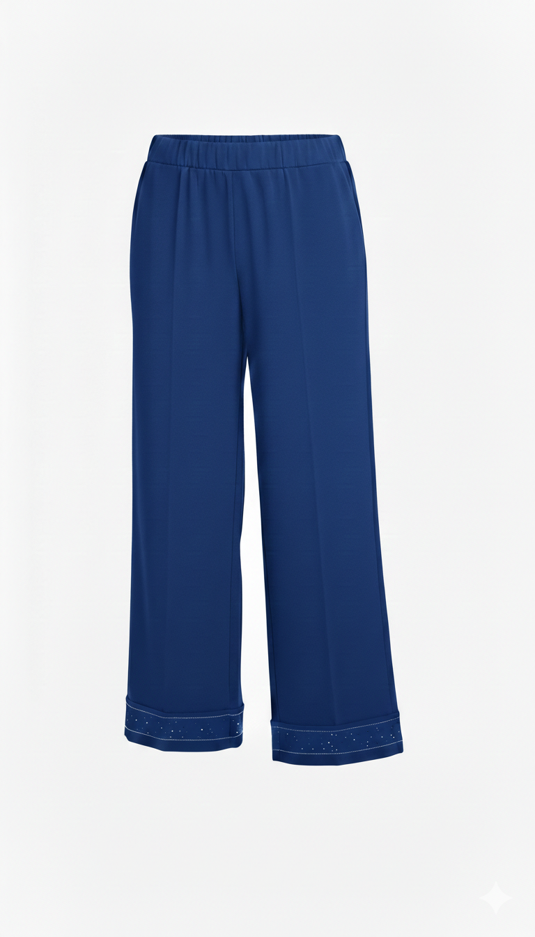 pantalone fluido con piegone strass FFTITTY BLUETTE MARICLA 