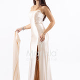 abito lungo con paiette laterali LC35370 CHAMPAGNE MARICLA ELEGANCE 