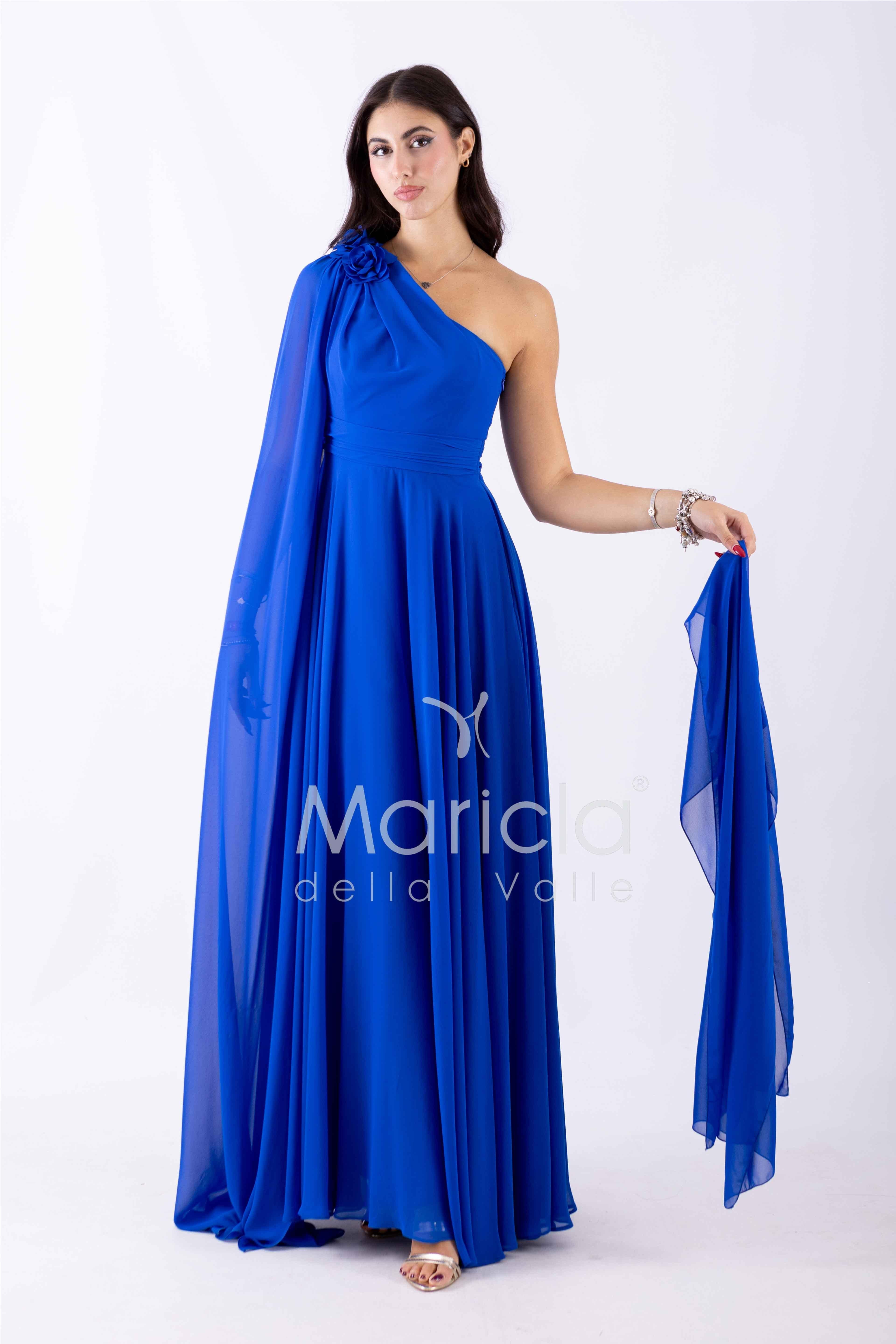abito lungo fiore chiffon FI7401 ROYAL MARICLA ELEGANCE 