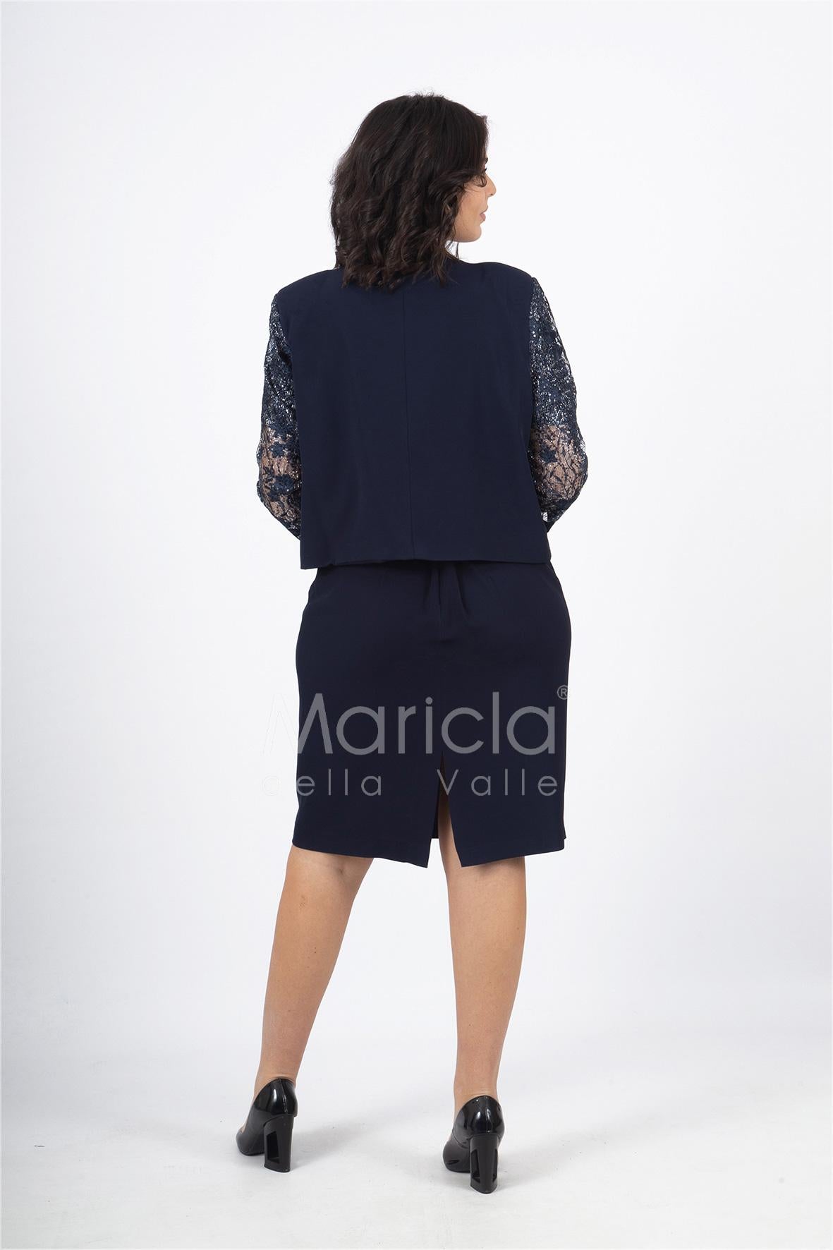 tubino con giacca ricamata PF6100 BLU PAOLA FORTI 