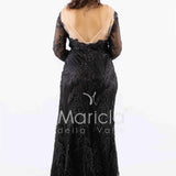 abito manica lunga ricamato FI7485 NERO MARICLA ELEGANCE 