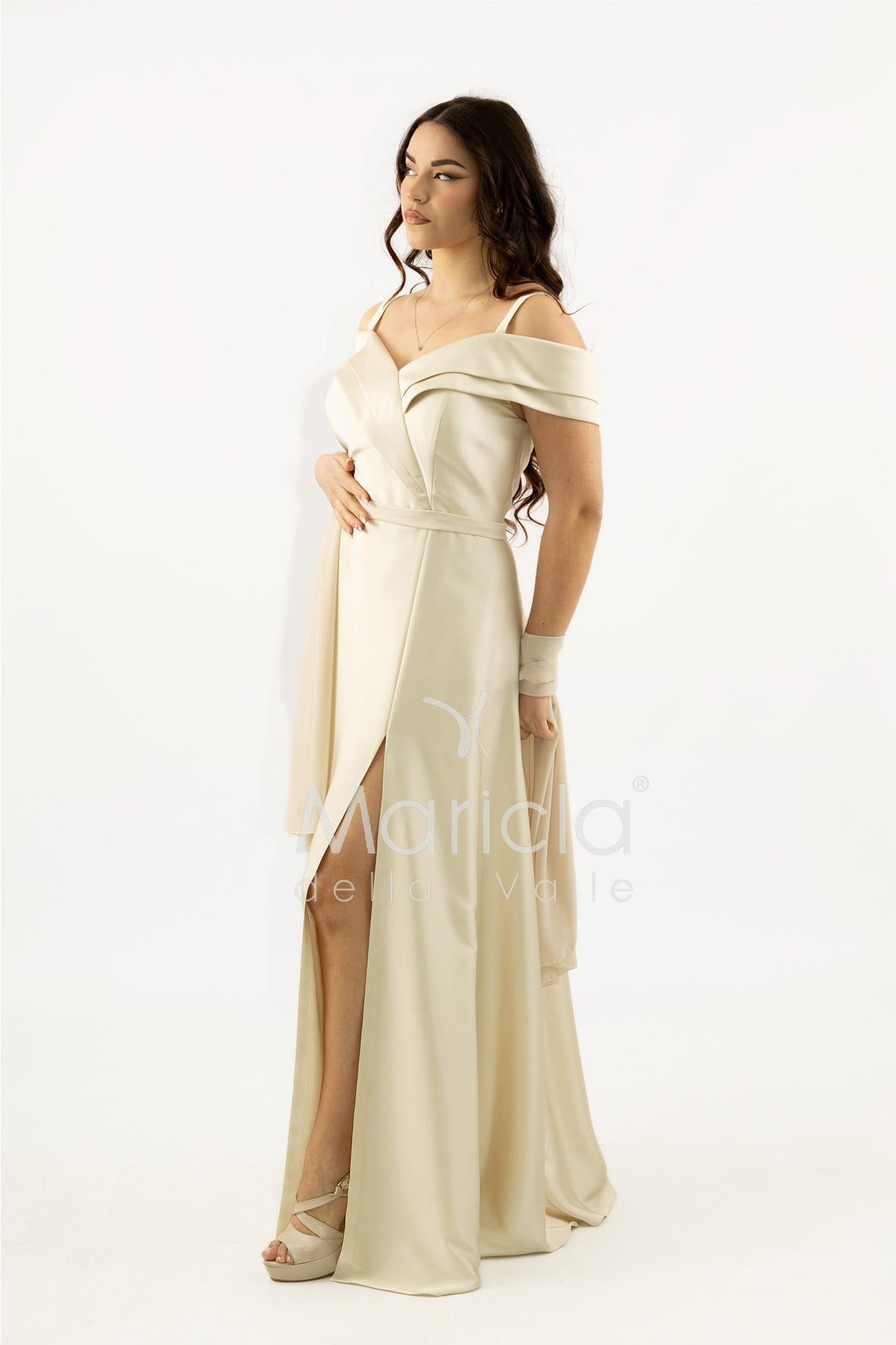 abito lungo scollo omerale SH854AL CHAMPAGNE SHARON 