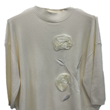 maglia vulcano con fiore A26IMP1763 PANNA MARICLA 