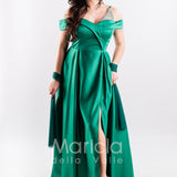 abito lungo con triangolo pietre JC35147 VERDE MARICLA ELEGANCE 