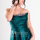 abito lungo con strass corpetto GC3958 VERDE GIGLI CERIMONIA 