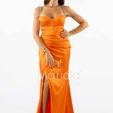 abito lungo coppe e lacci argento CAR58166BIS ARANCIO MARICLA ELEGANCE 