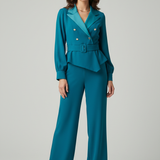 tuta smoking manica lunga PF120TU PETROLIO PAOLA FORTI 