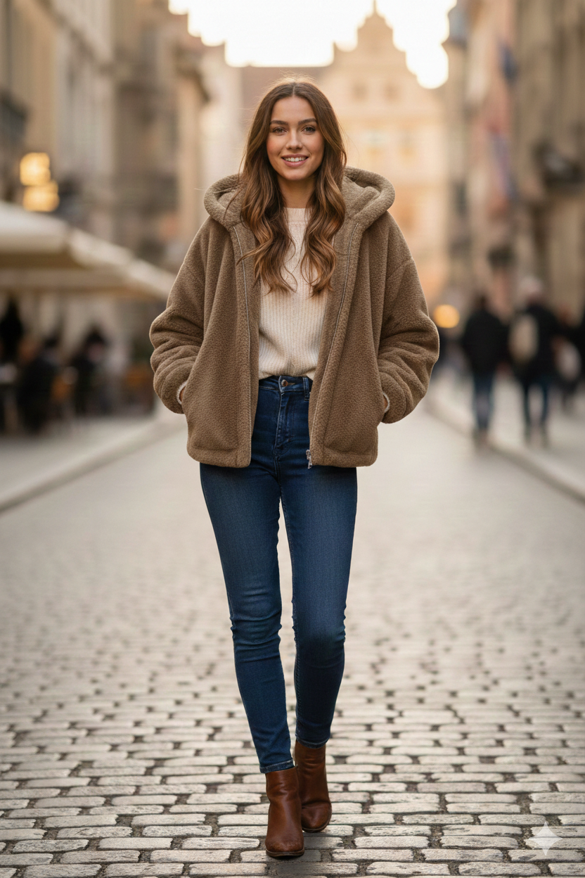 Giaccone in Pelliccia Ecologica oversize AZ6850 BEIGE MARICLA 