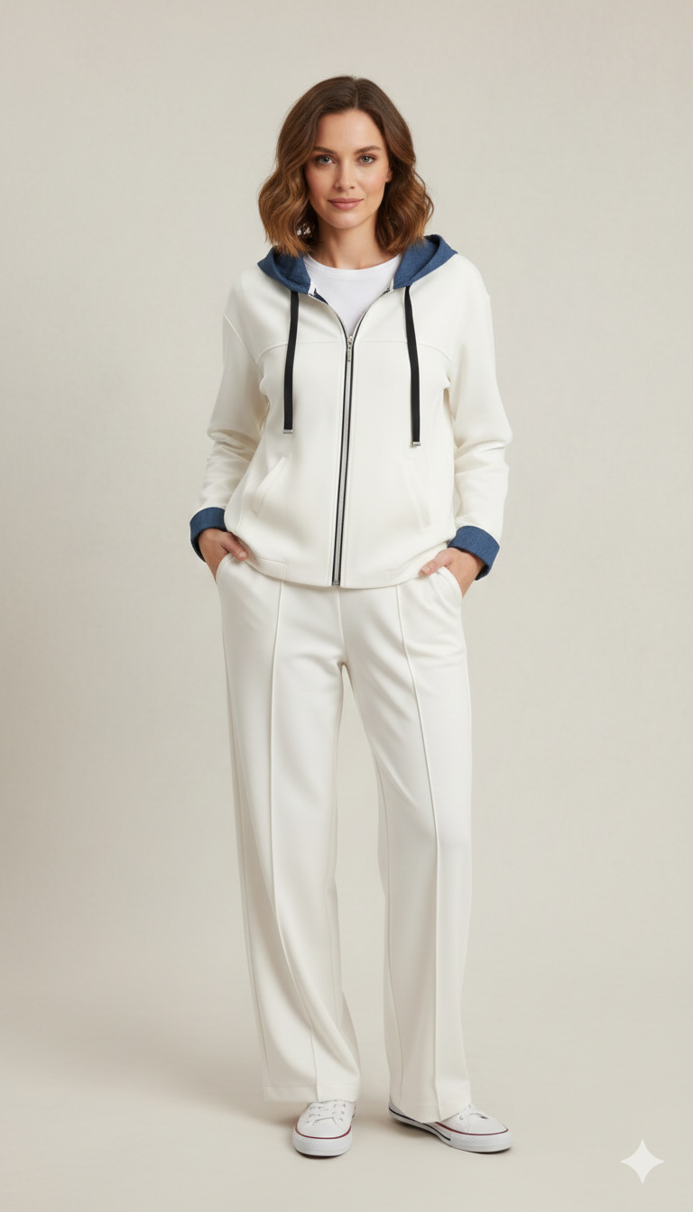 Completo Jogging Chic in Interlock  Eleganza Sportiva e Comfort Premium ANEMONE BIANCO MARICLA 