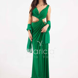 abito lungo catena aperto ANT2316Y VERDE ANTILLE ELEGANCE 