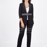 tailleur smoking con righe PF201TP NERO PAOLA FORTI 