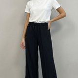 pantalone con fascia laterale macramè FFAUGUSTA NERO MARICLA 