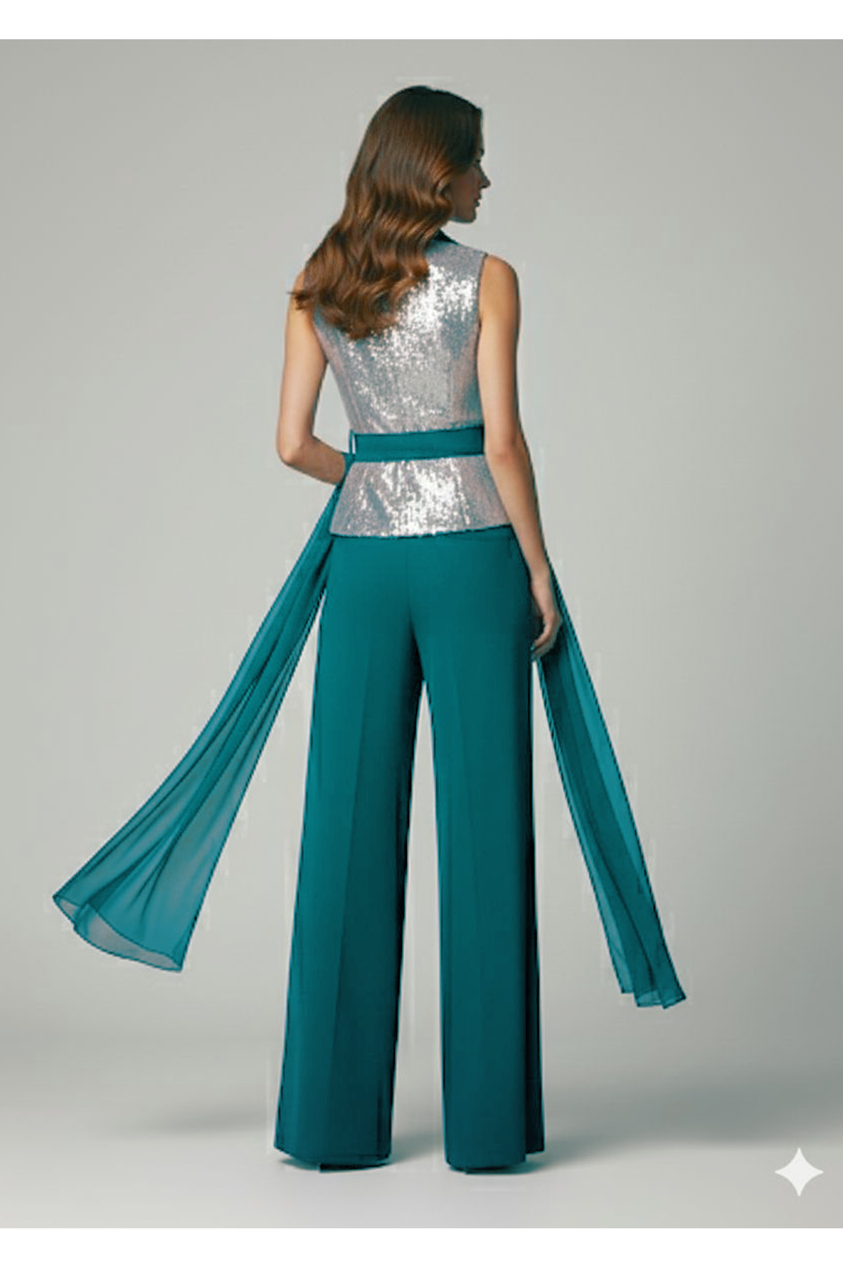 tuta con corpetto paiette fantasia LH108 PETROLIO LUDOVICA HASSLER 