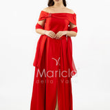 abito lungo scollo omerale strass SH827AL ROSSO SHARON 