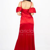 abito lungo con drappeggio RG1050 ROSSO GIGLI CERIMONIA 