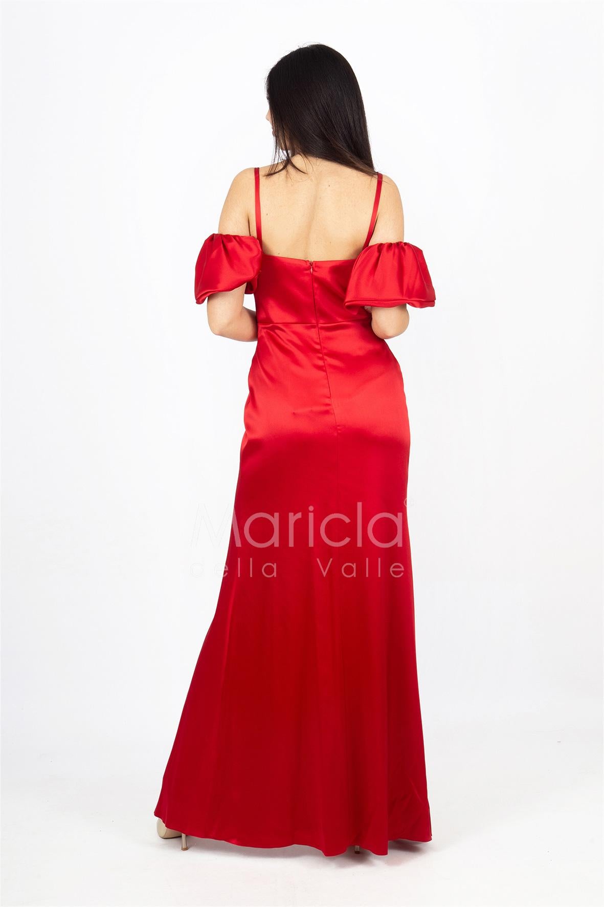 abito lungo con drappeggio RG1050 ROSSO GIGLI CERIMONIA 