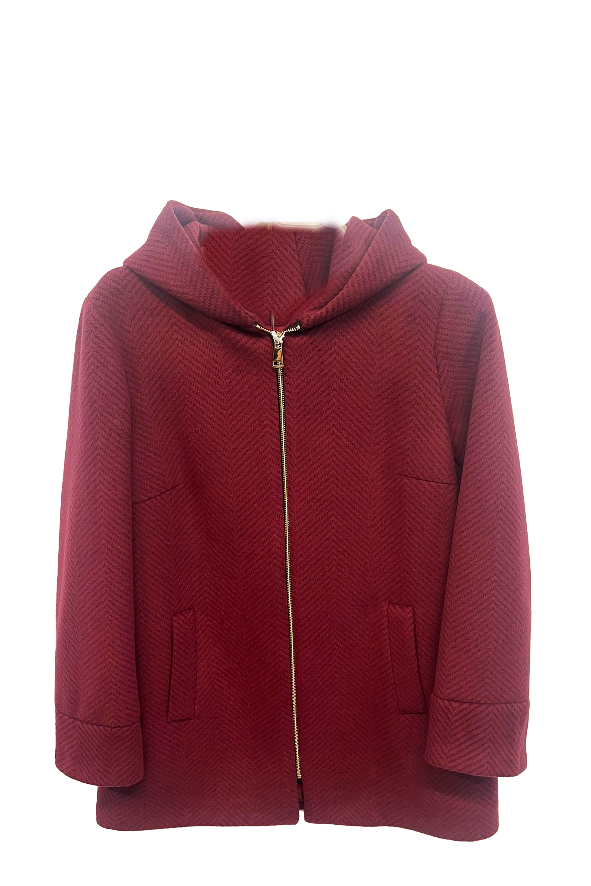 cappotto diagonale cappuccio fantasia DB10709 AMARONE MARICLA 