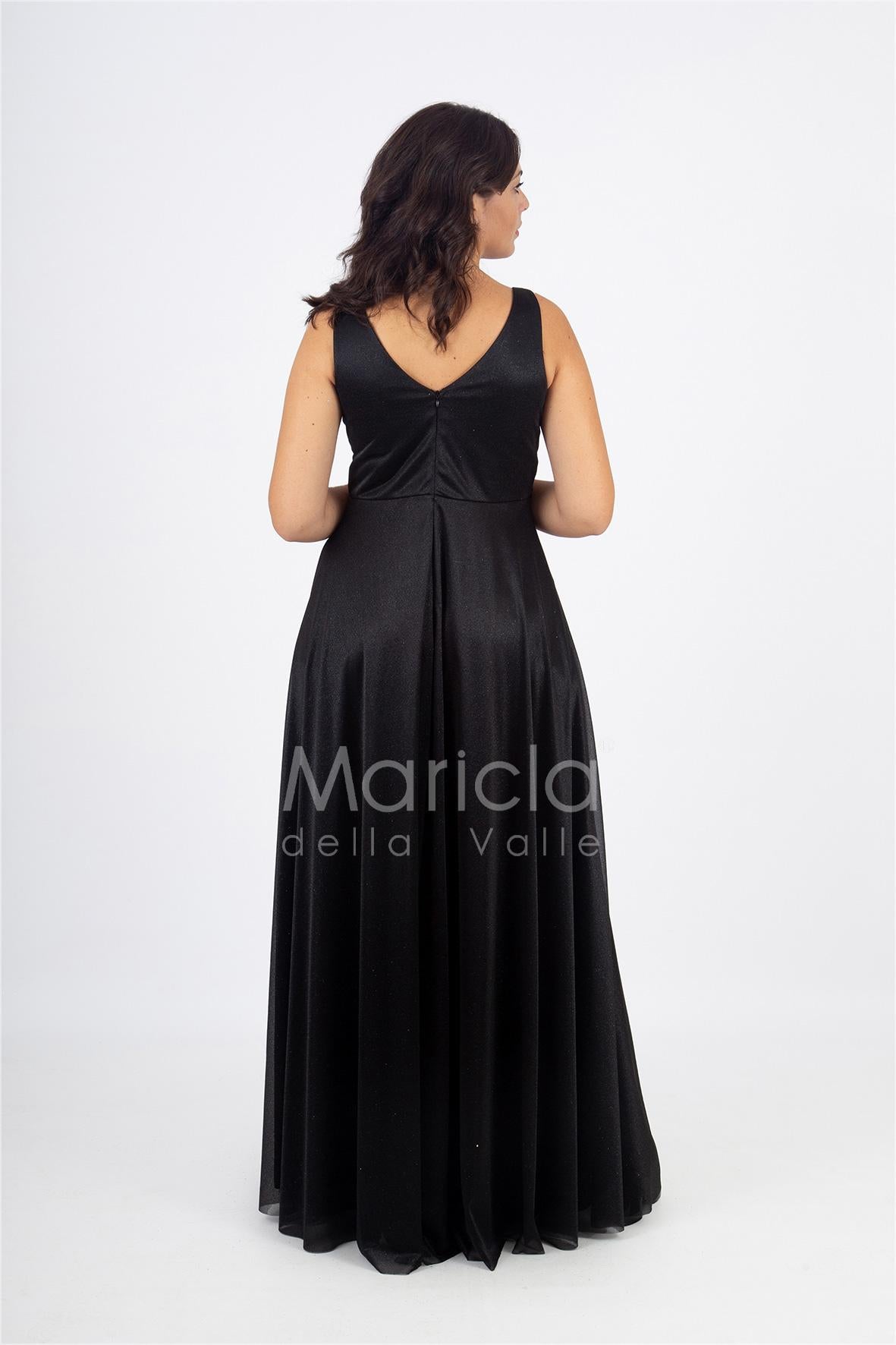abito spalla larga glitter FI7117 NERO MARICLA ELEGANCE 