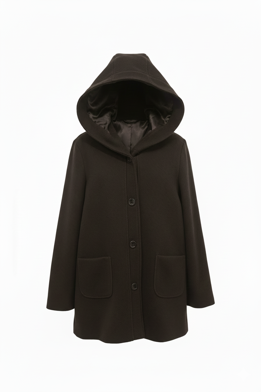 cappotto diagonale con  cappuccio DB10647 MORO MARICLA 