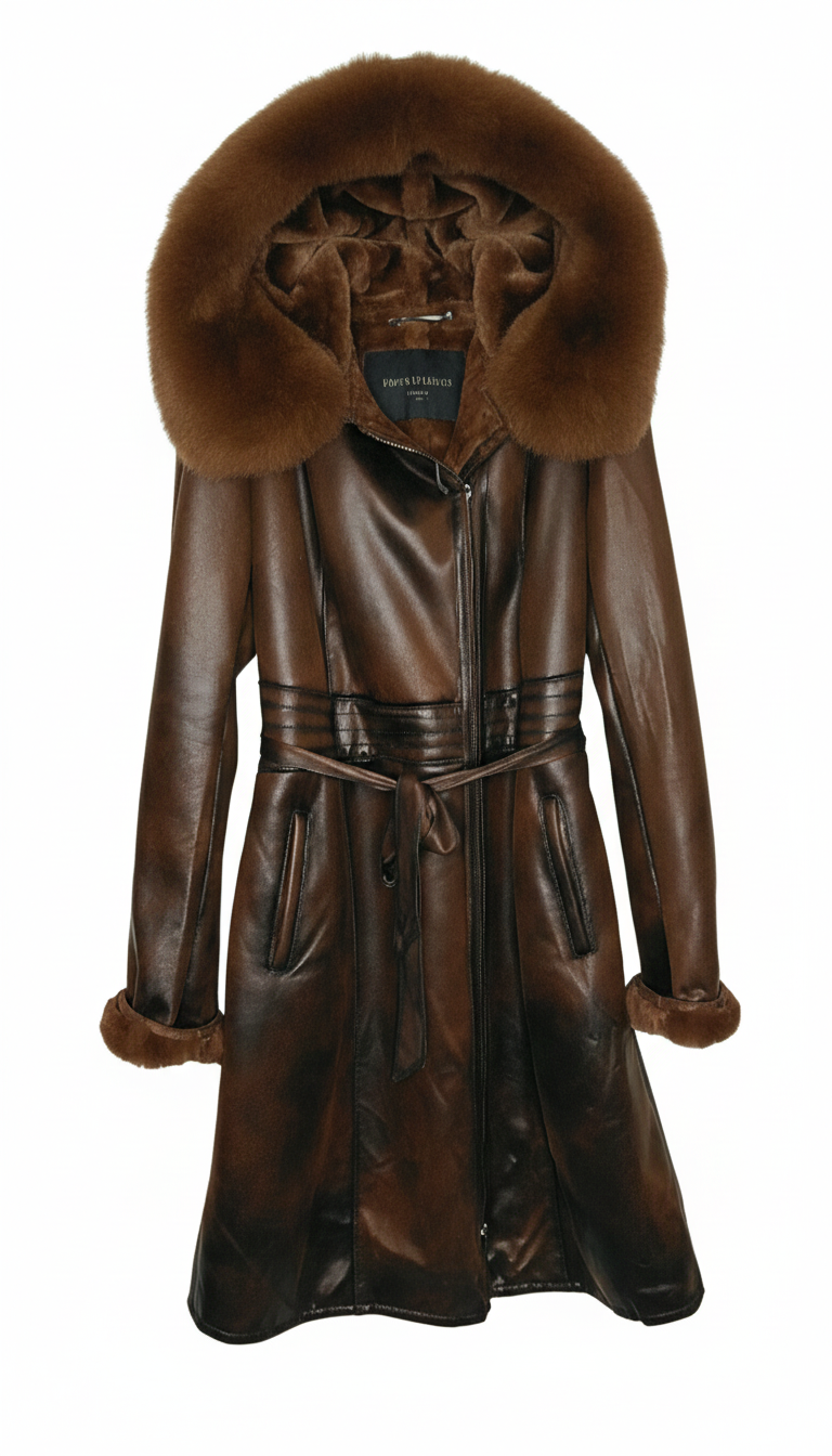 cappotto ecopelle e pelliccia LIN3466 TABACCO MARICLA 