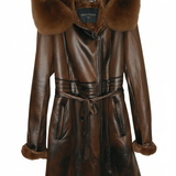 cappotto ecopelle e pelliccia LIN3466 TABACCO MARICLA 