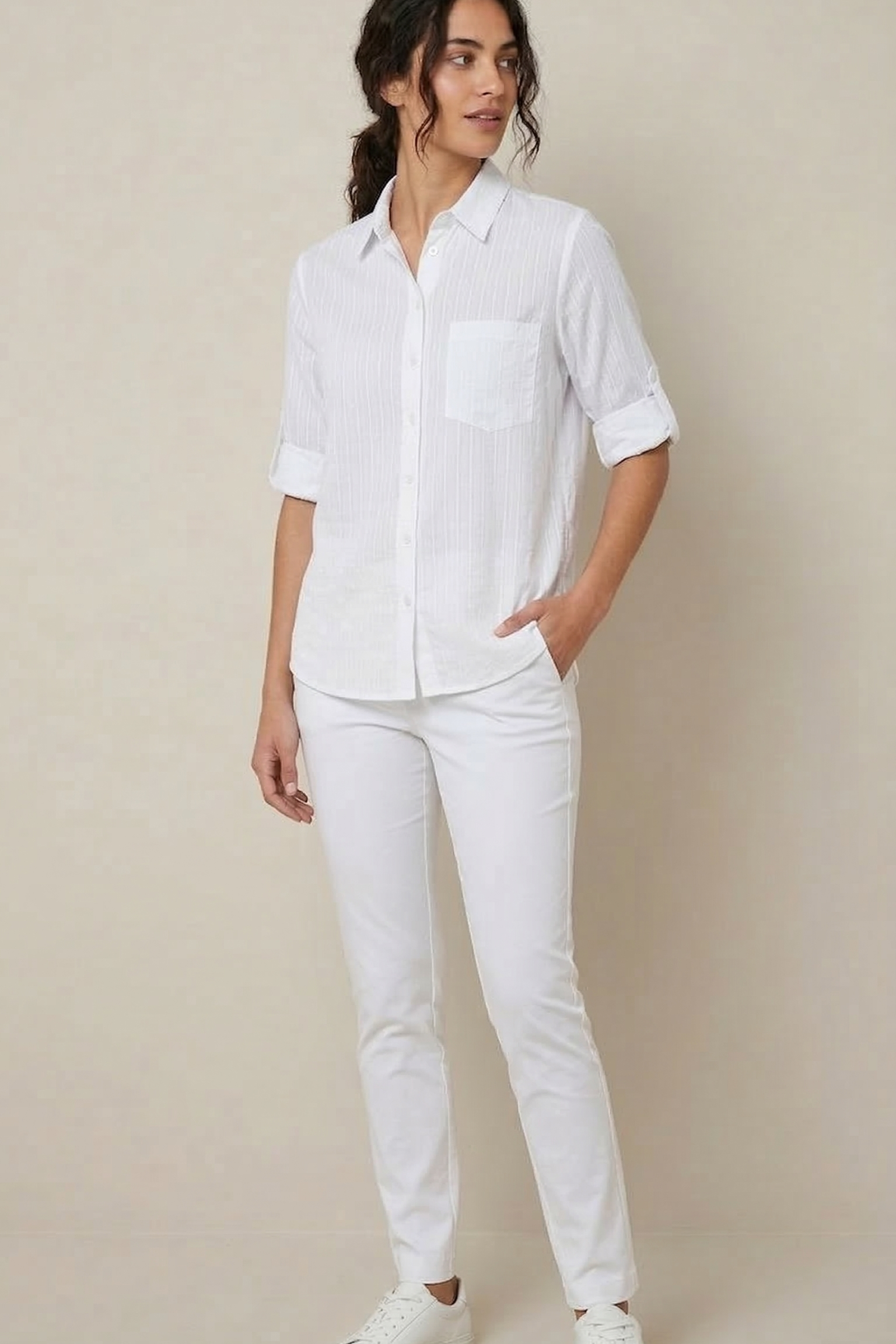 camicia operata LIN458 BIANCO MARICLA 