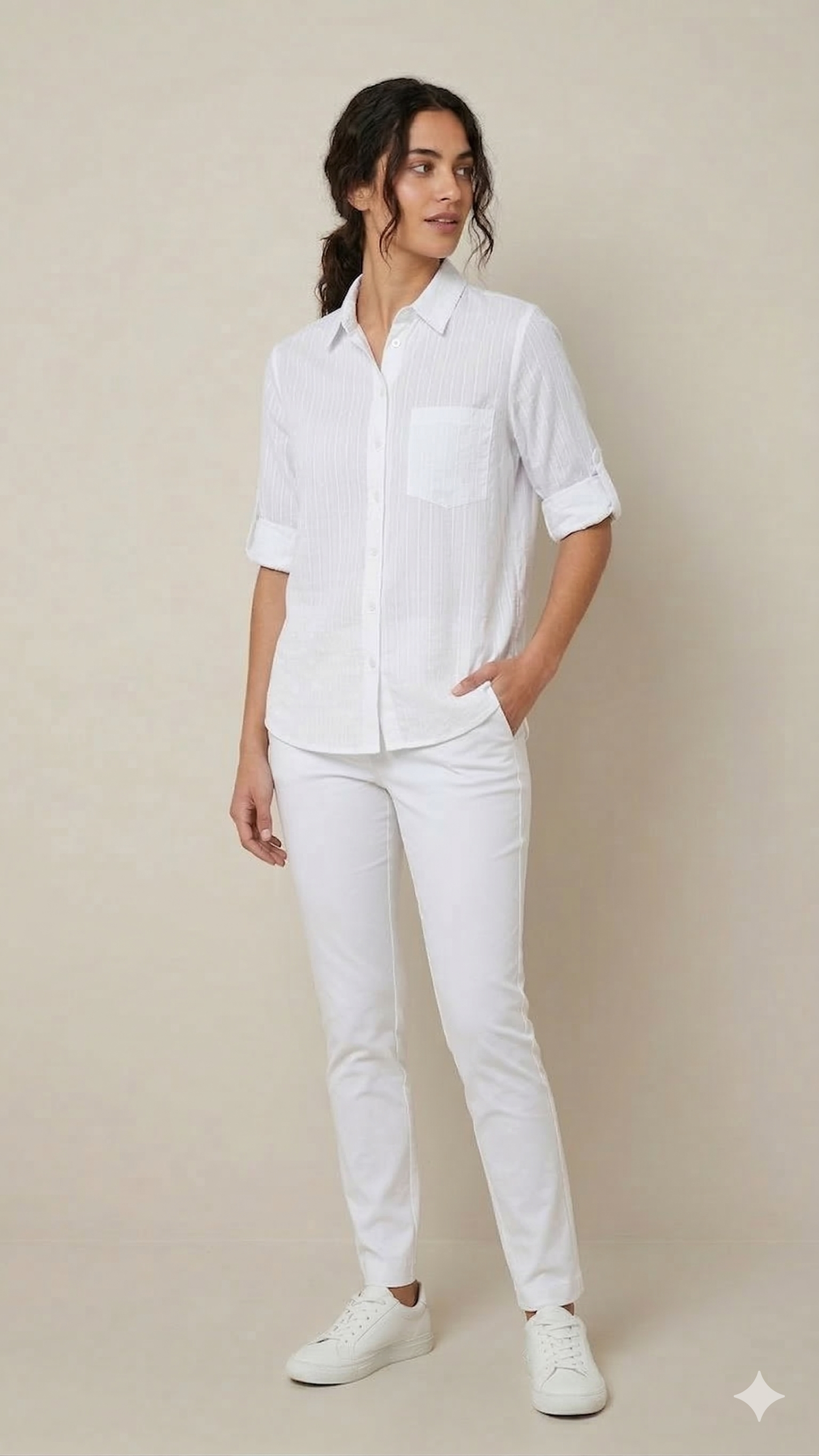 camicia operata LIN458 BIANCO MARICLA 