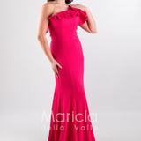 abito crepe elastico arricciatura GC85 FUXIA GIGLI CERIMONIA 