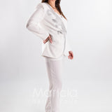 tailleur ricamo strass SH401 BIANCO SHARON 