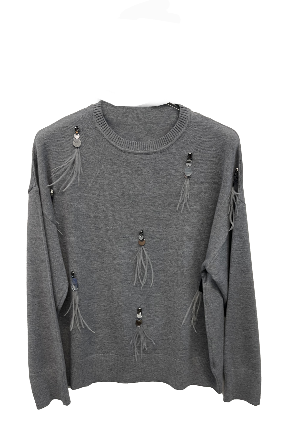 maglia con piume A26IMP90582 GRIGIO MARICLA 