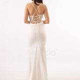 abito sirena corpetto ricamato ANT20412XJ BIANCO ANTILLE ELEGANCE 