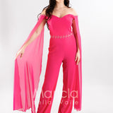 tuta con strass e pietre SH600 FUCSIA SHARON 