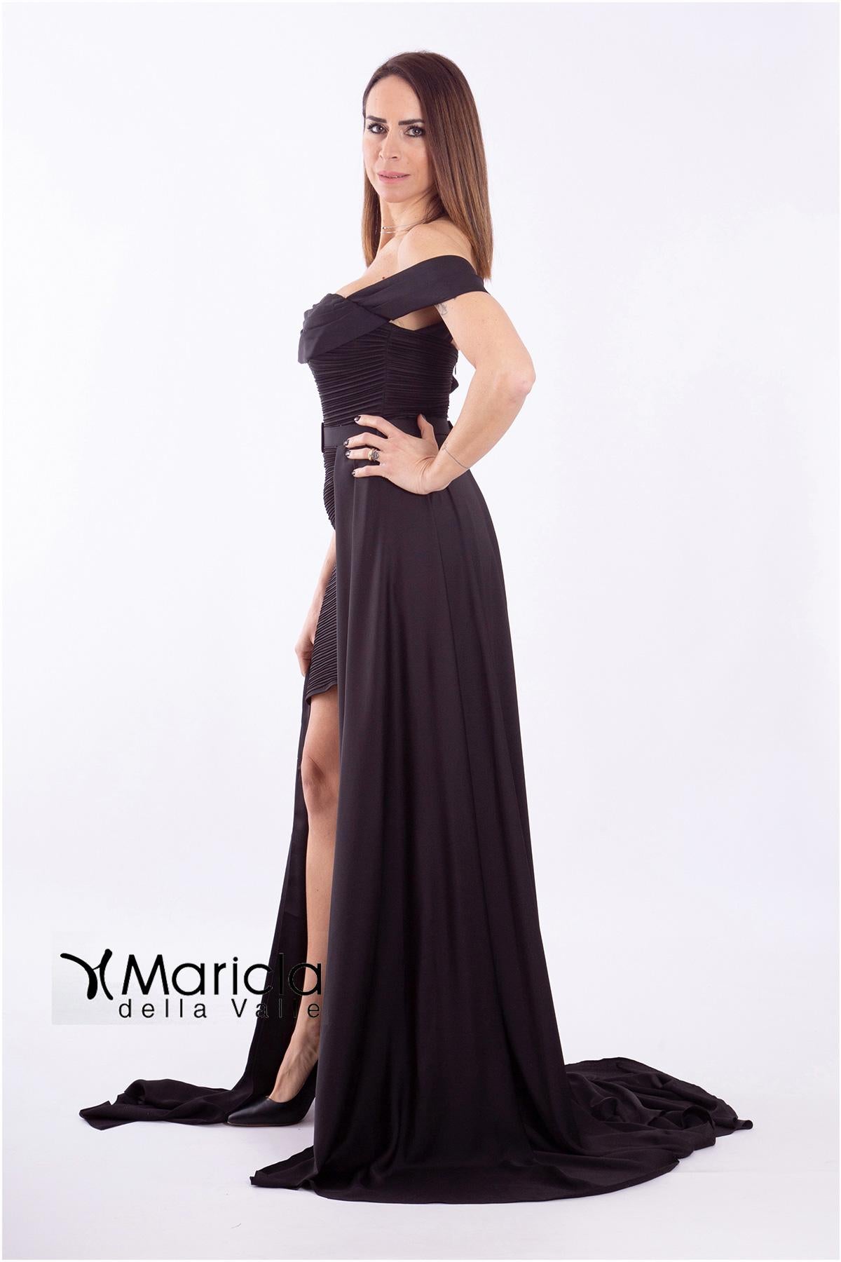 drappeggio con coda CAN8033 NERO MARICLA ELEGANCE 