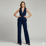 tuta smoking con strass LH117TU BLU SHARON 
