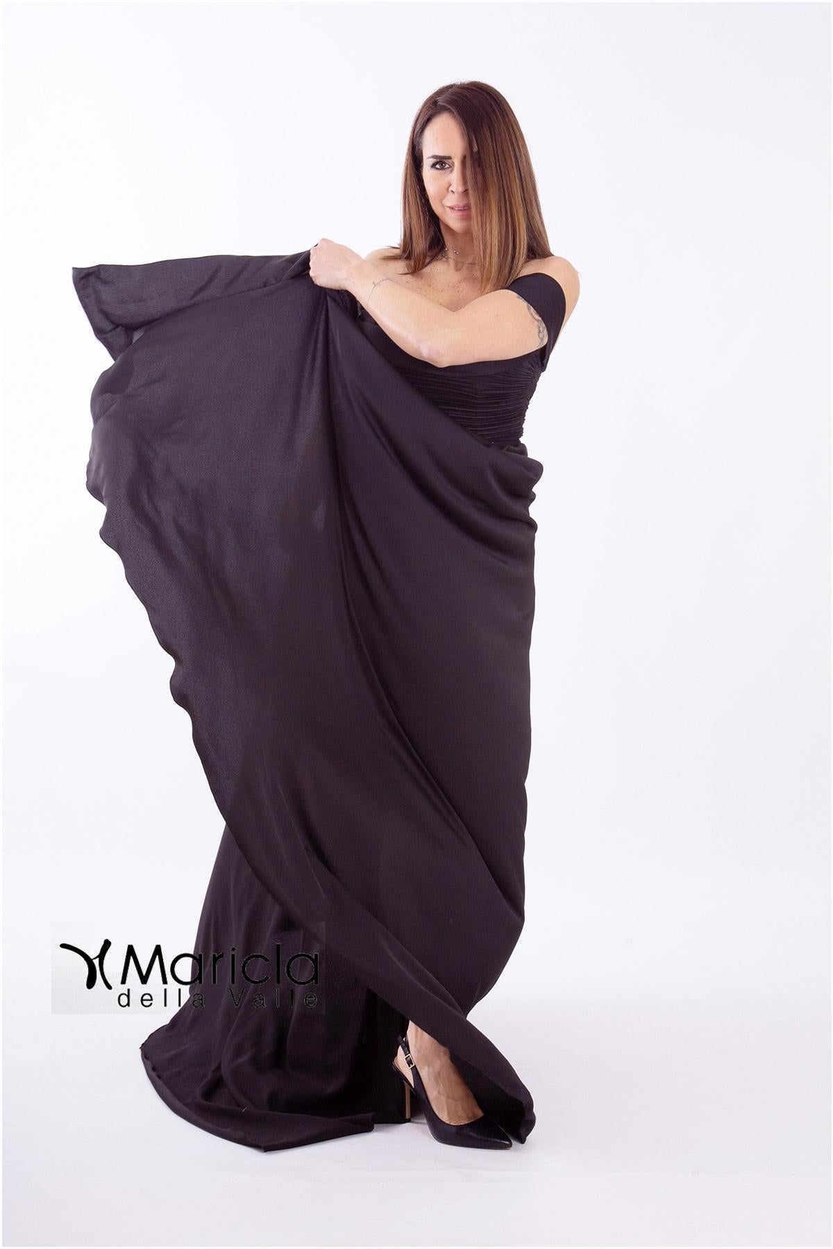 drappeggio con coda CAN8033 NERO MARICLA ELEGANCE 