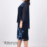 Abito midi con cappa SG7090 BLU SOLO GIOIE 