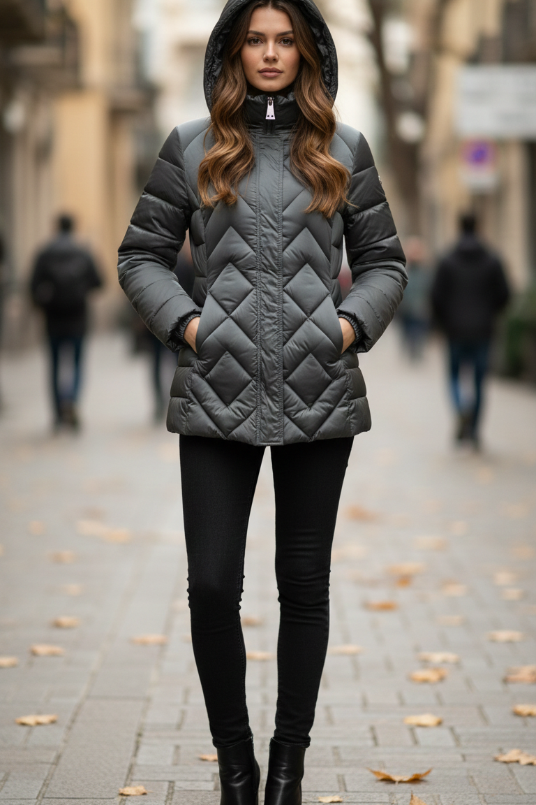 Giaccone piumino con cappuccio LIN3458 INDACO LINDAS 