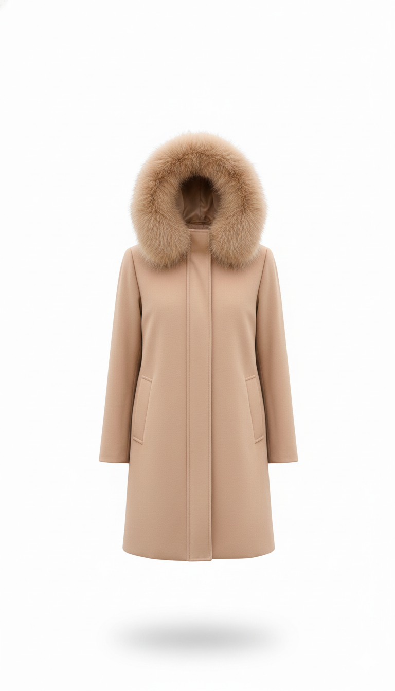 Giaccone con cappuccio in pelliccia LIN3440 BEIGE MARICLA 