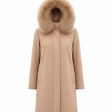 Giaccone con cappuccio in pelliccia LIN3440 BEIGE MARICLA 